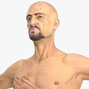 photorealistic body wounded character 3d model