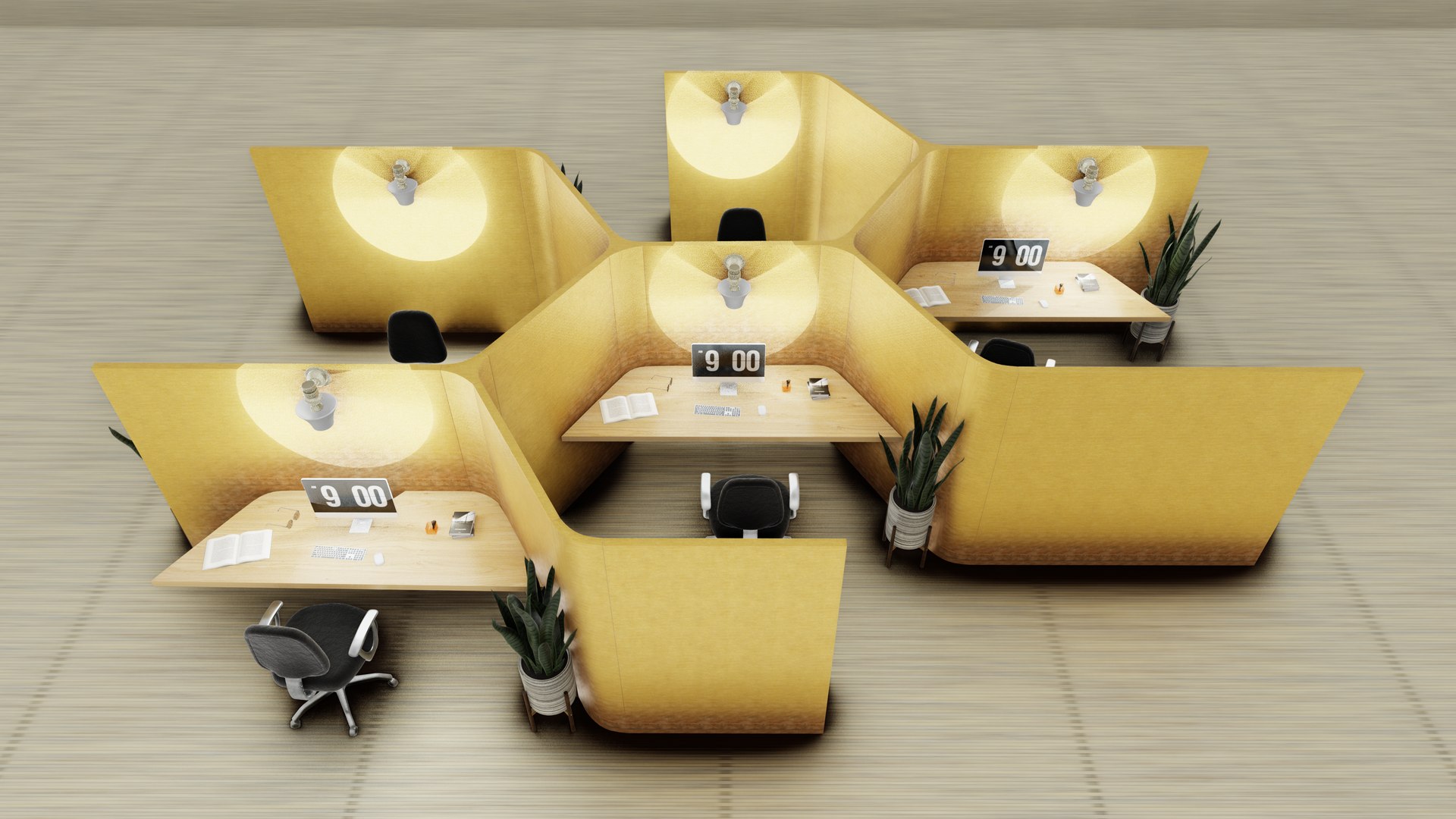 3D Work Place Modular Office Cubicle Scene 3D Model - TurboSquid 2429368