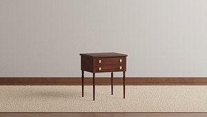 3D Antique two-Drawer End Table