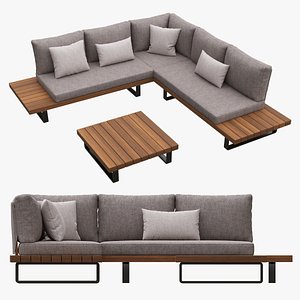 Outdoor set 5 seater corner sofa coffee table model