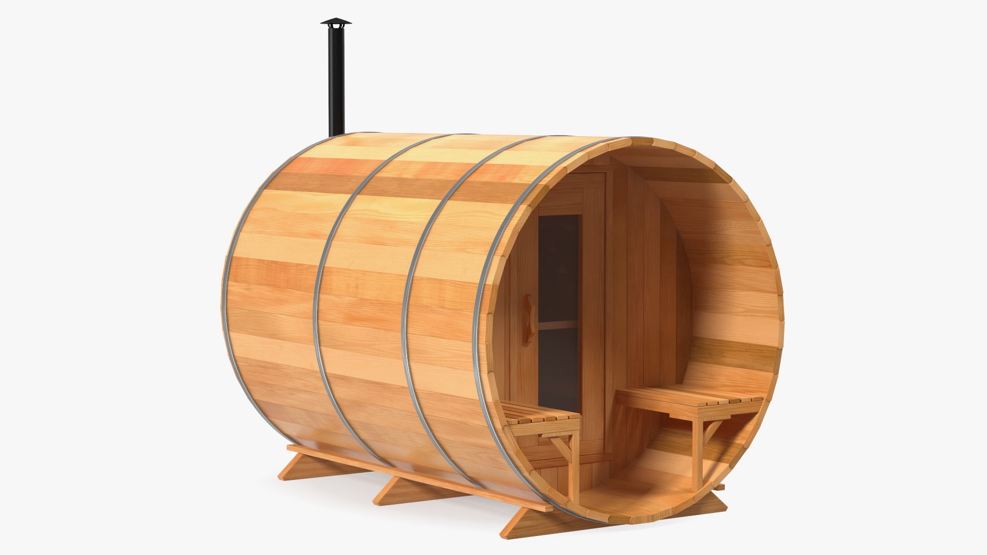 Dundalk LeisureCraft Red Cedar Barrel Sauna 3D model preview