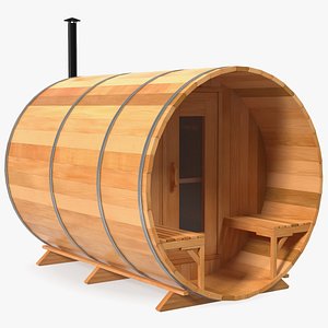Dundalk LeisureCraft Red Cedar Barrel Sauna 3D