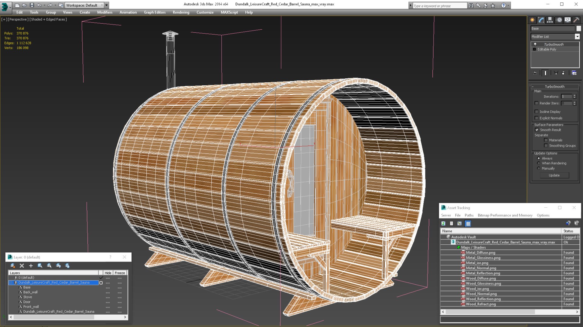 Dundalk LeisureCraft Red Cedar Barrel Sauna 3D - TurboSquid 1775660