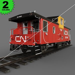 3D railcar caboose CN PSC model