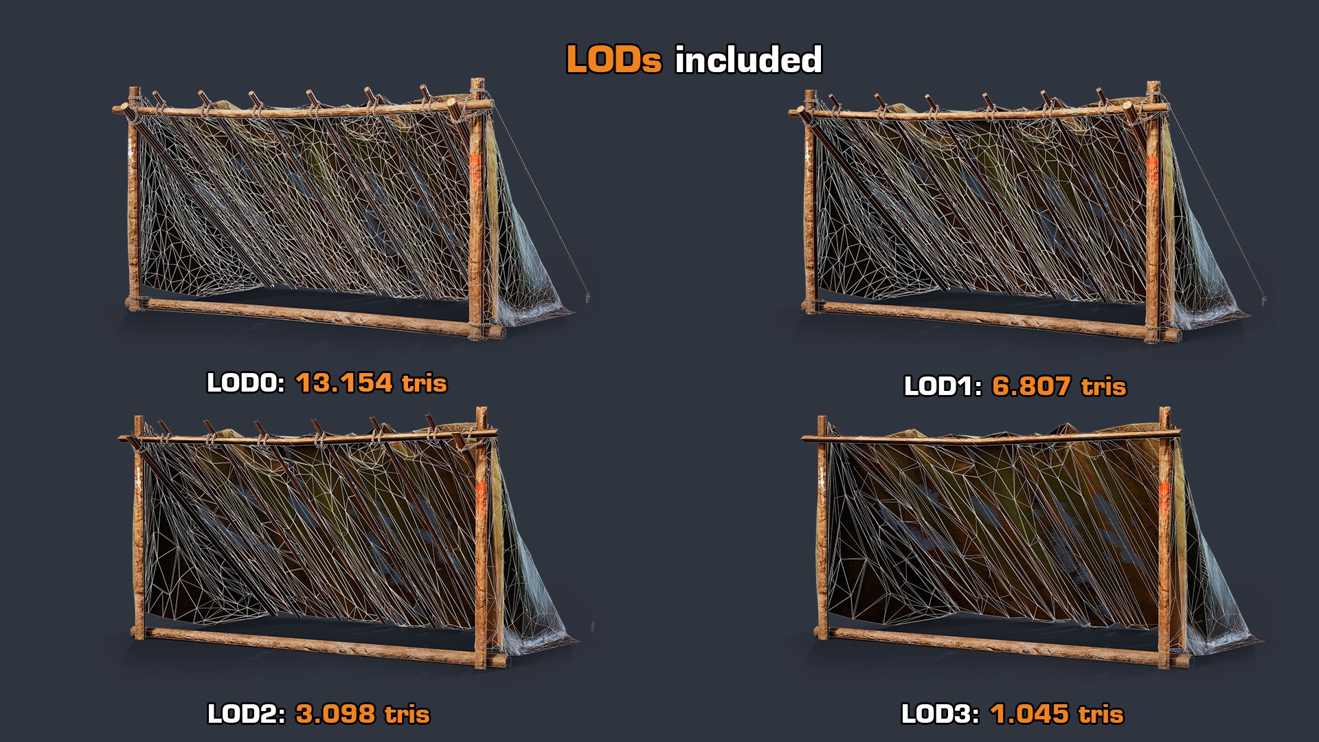 Forest Hut GameReady LODs model https://p.turbosquid.com/ts-thumb/Tt/dbczs8/A7/lods/png/1641143629/1920x1080/fit_q87/9083200058c7ed8a38e6c46ce75ede01faa4167f/lods.jpg