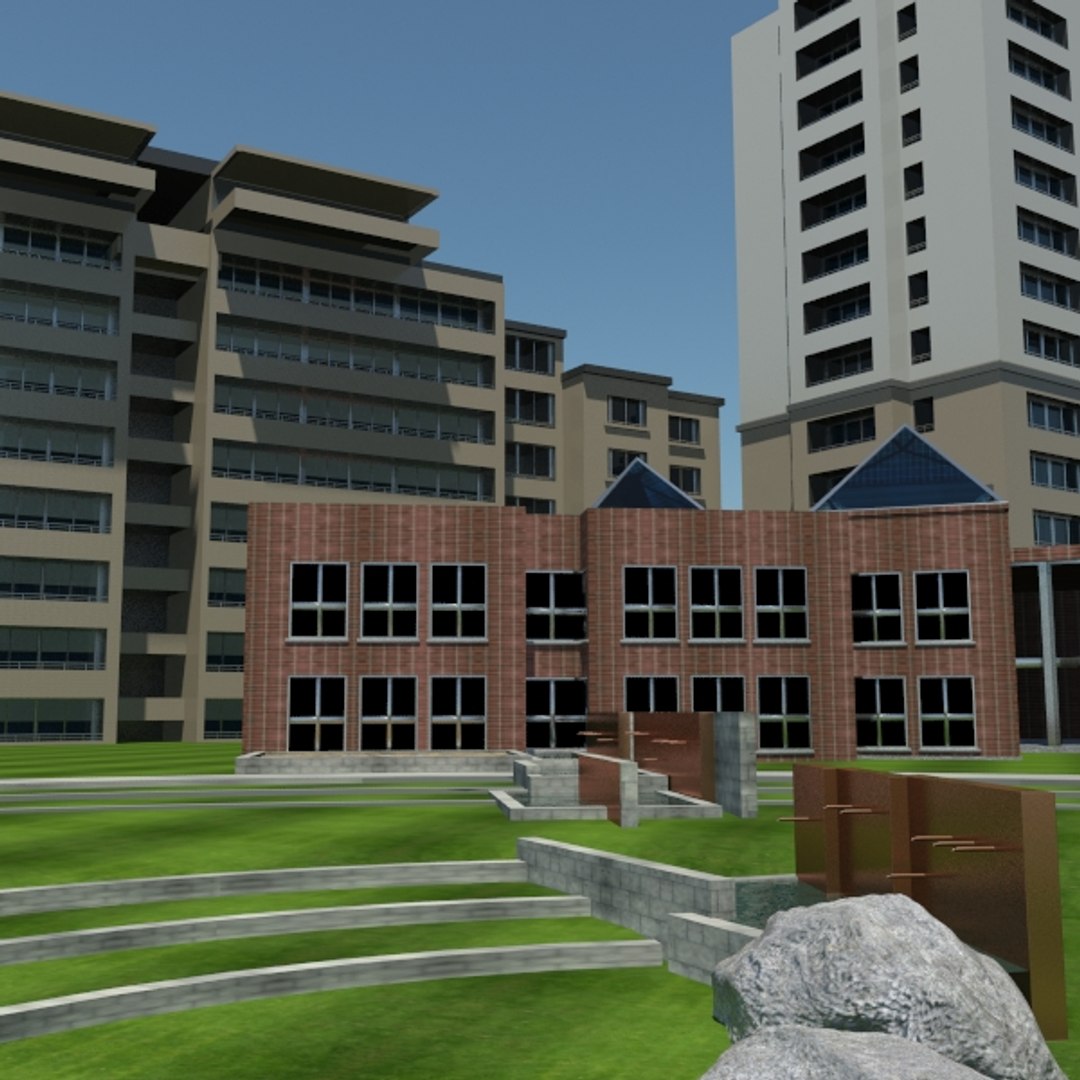 3d buildings courtyard