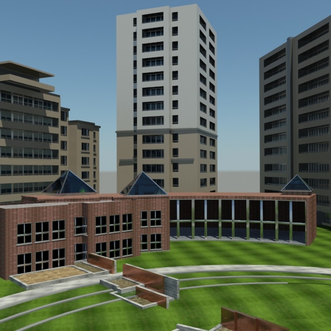 3d buildings courtyard