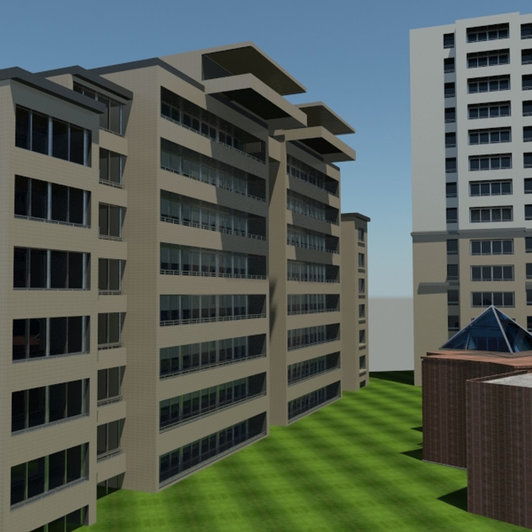 3d buildings courtyard