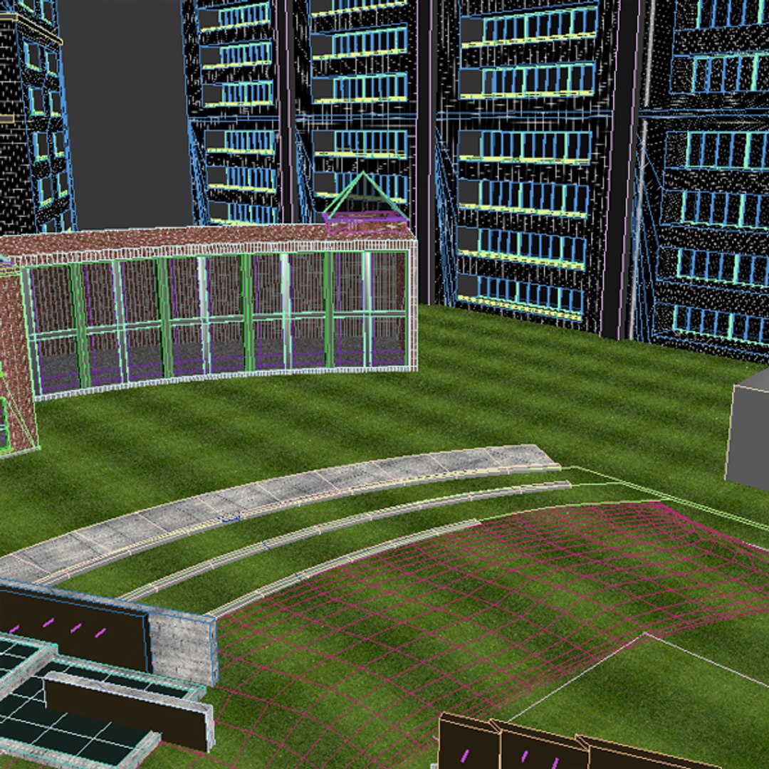 3d Buildings Courtyard