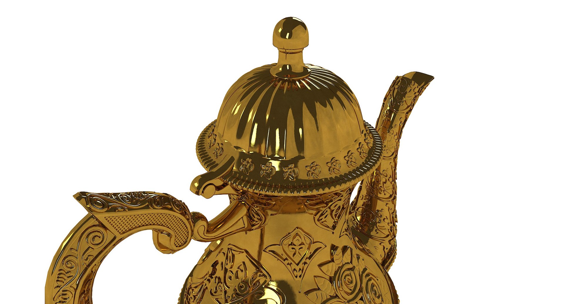Gold Handed-pot Carved Floral 3D - TurboSquid 1384052