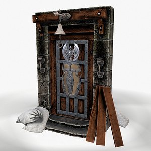 3D Ancient wooden door 3d model model