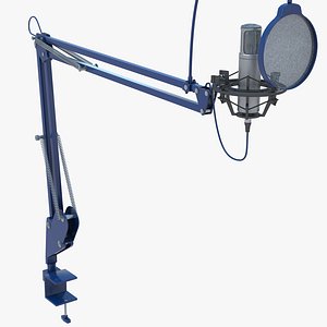 3D Condenser Microphone With Stand - Blue