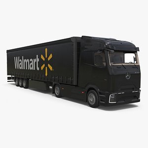 Mercedes Electric Truck with Walmart Trailer Black model