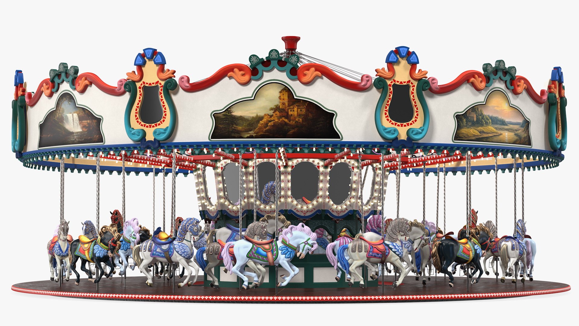 Amusment Park Carousel Rigged 3D model preview