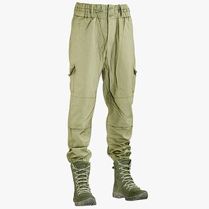 3D model realistic military pants boots