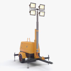 PBR Mobile Light Tower Generator B - Yellow 3D model