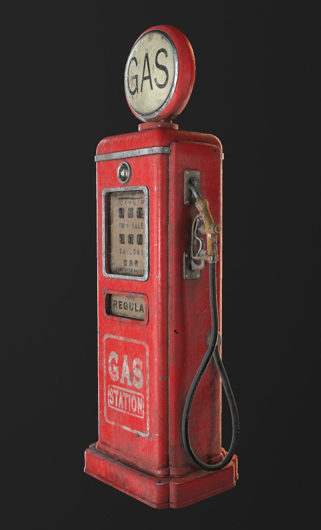 Vintage Gas Pump 70s 80s 3D model