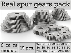 real spur gear 2mm 3d model