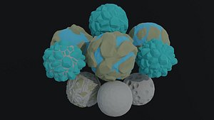 Low-poly Cartoon planets Polygonal Style