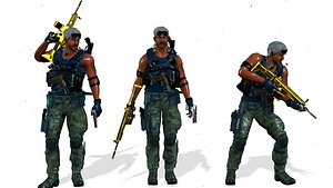 3D Realistic Soldier-military-army-3d model-12 -Rigged Character model