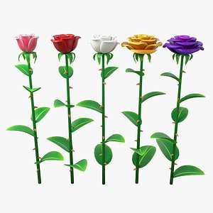 Cartoon Rose Flowers Collection 3D
