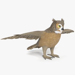 Cartoon Great Horned Owl