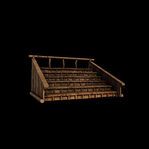3D wooden bleacher 3D model model
