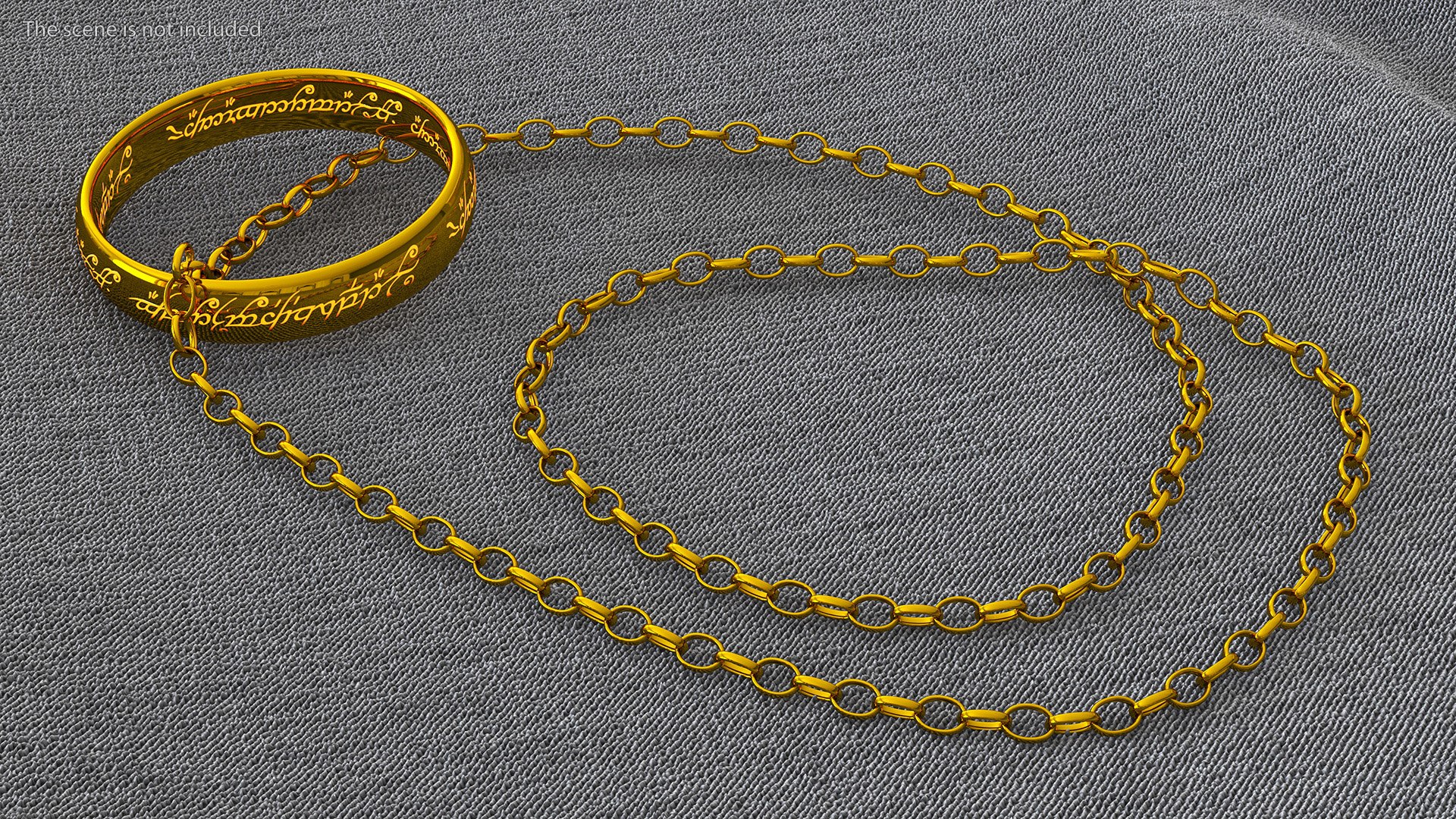 3D One Ring to Rule Them All with Chain - TurboSquid 2086235