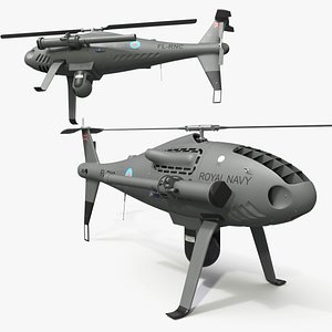 Royal Navy Camcopter Recon Helicopter Grey Rigged 3D model
