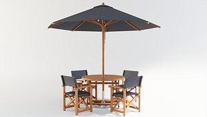 Dining set with 4 director chairs and parasol