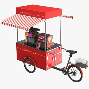 Bicycle Detailed Full Food Cart 3D