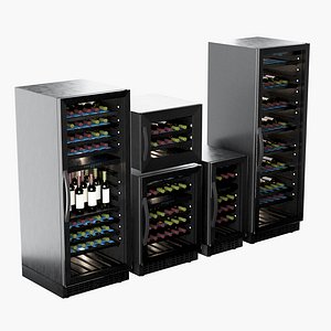 Wine cabinet in 5 different sizes 3D