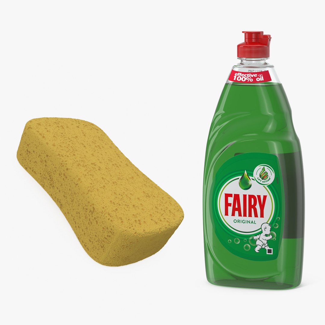 Fairy Dishwashing Liquid and Washing Sponge 3D Models Collection 3D model preview