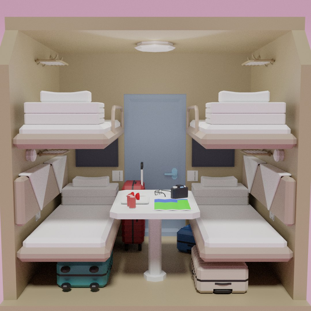 3D Lowpoly Sleeper Train Interior Model - TurboSquid 2158706