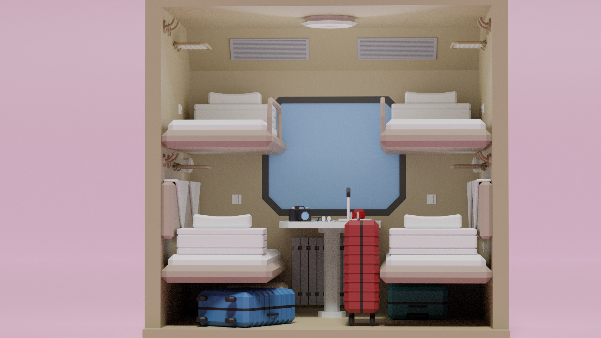 3D Lowpoly Sleeper Train Interior Model - TurboSquid 2158706