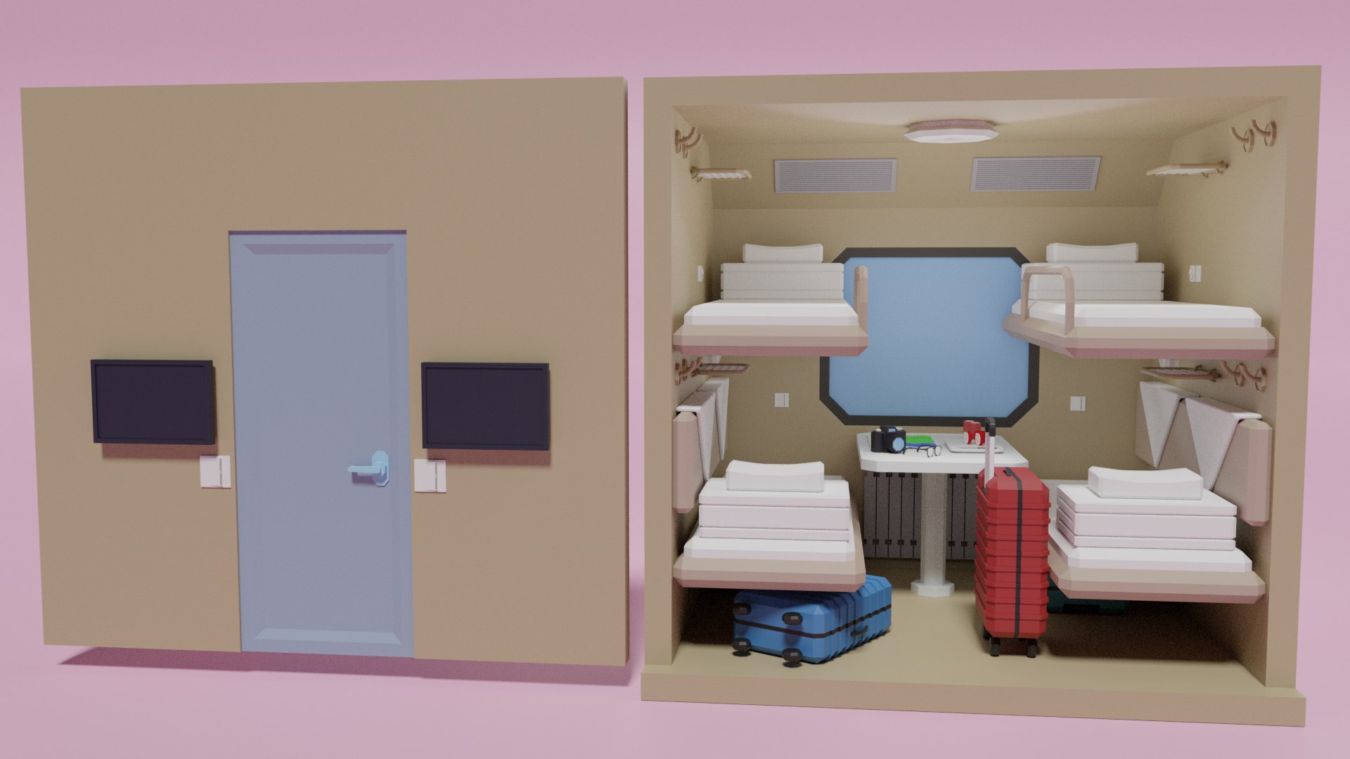 3D Lowpoly Sleeper Train Interior Model - TurboSquid 2158706