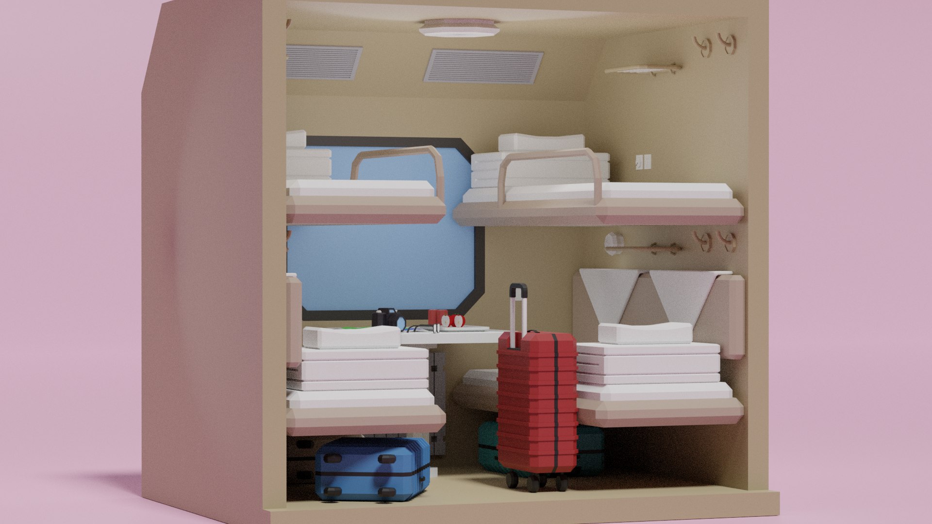 3D Lowpoly Sleeper Train Interior Model - TurboSquid 2158706