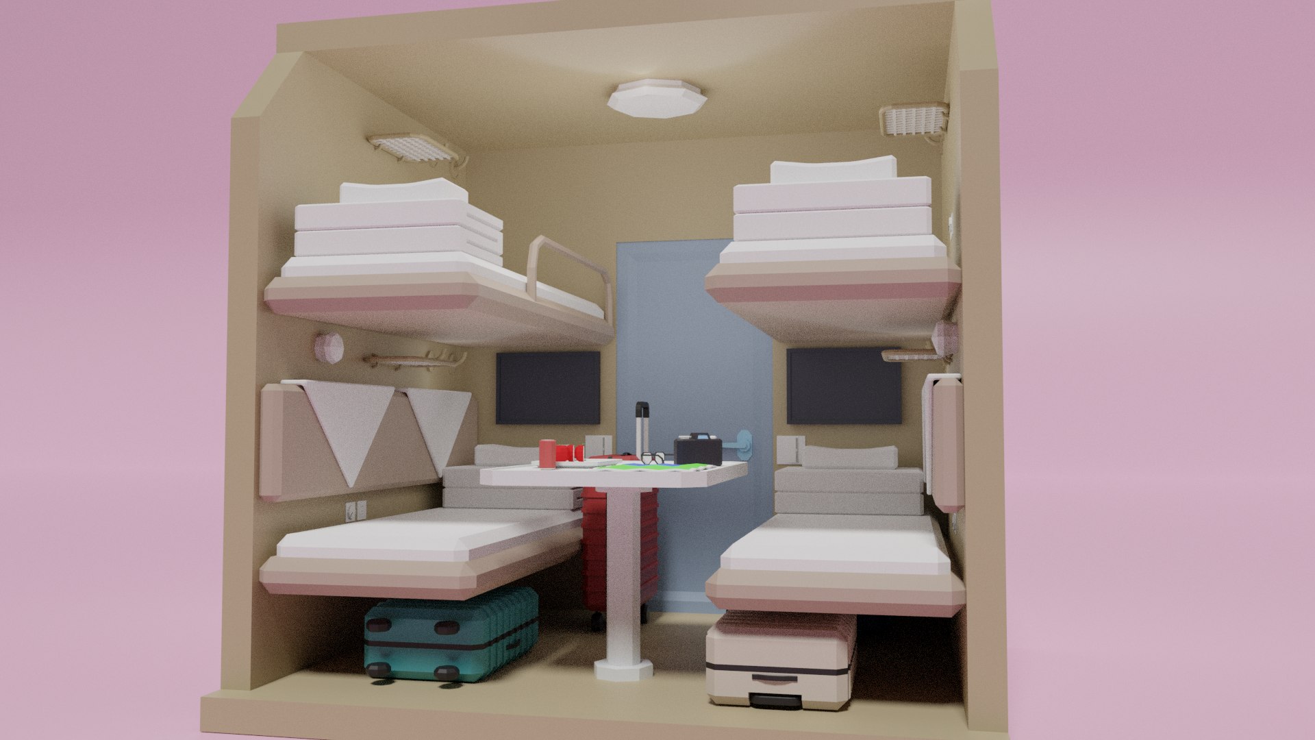 3D Lowpoly Sleeper Train Interior Model - TurboSquid 2158706