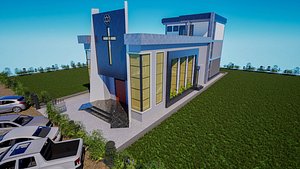 Modern Church Interior And Exterior with  Administration Block