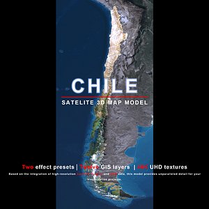Chile Map - 40K Realistic Satellite Terrain - Elevation