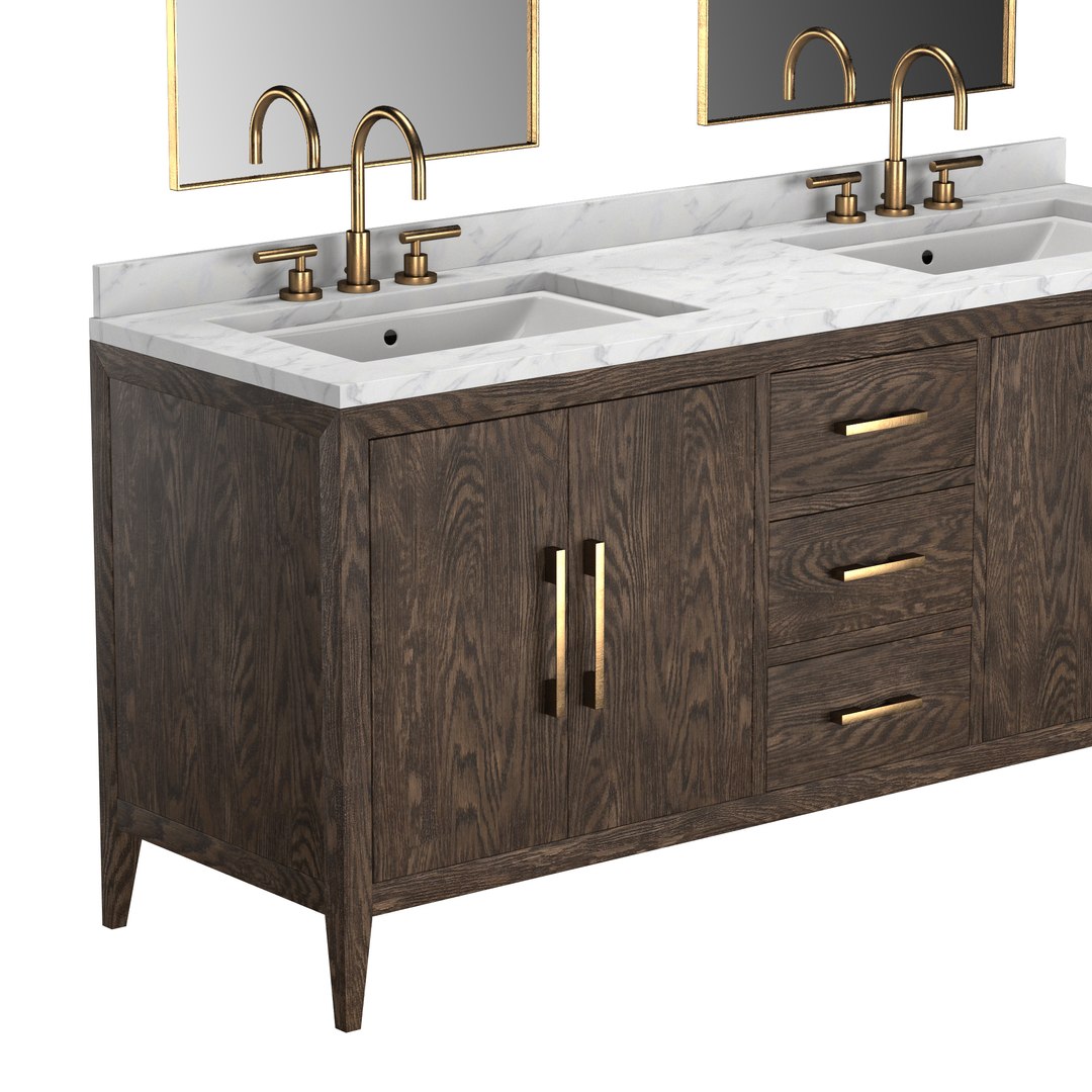 FRENCH CONTEMPORARY DOUBLE VANITY Brown 3D Model TurboSquid 1898150