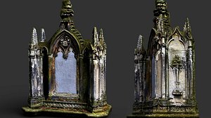 graveyard mossy tombstone monument PBR photogrammetry 3D model