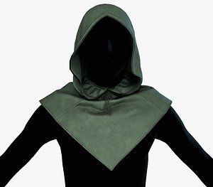 3D Green Medieval Hood