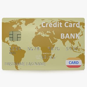 3d gold credit card modeled model
