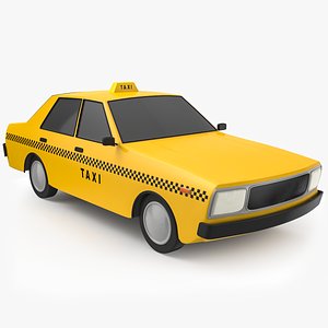 Low Poly Cartoon Taxi Cab 3D Model