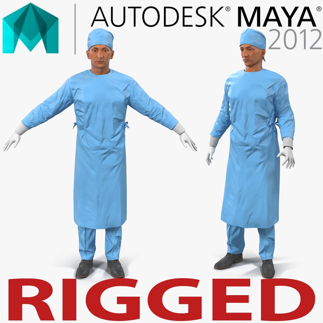 Male Surgeon Mediterranean Rigged 2 for Maya 3D model preview