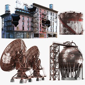 Detailed Apocalyptic Buildings Collection