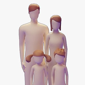 3D Low Poly 3D Stylized Character Base Body Mesh People Illustration Set
