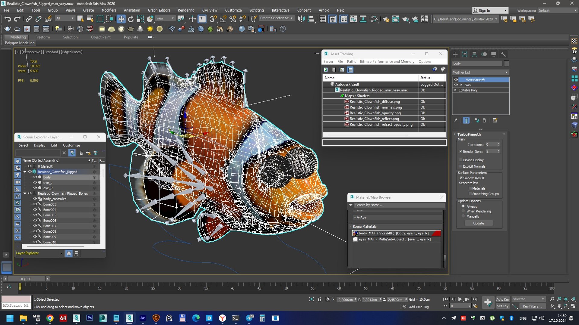 Realistic Clownfish Rigged Model - TurboSquid 2302375
