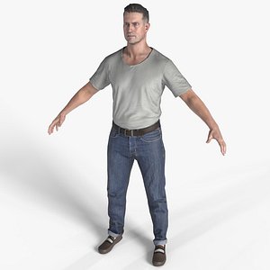 3D male casual clothing jeans model